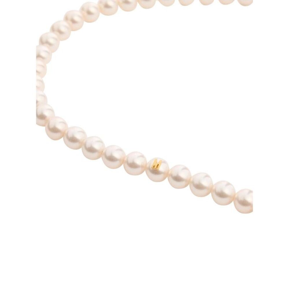 MOSCHINO COUTURE Pearl Necklace with Charm Detail Women WHITE Necklaces